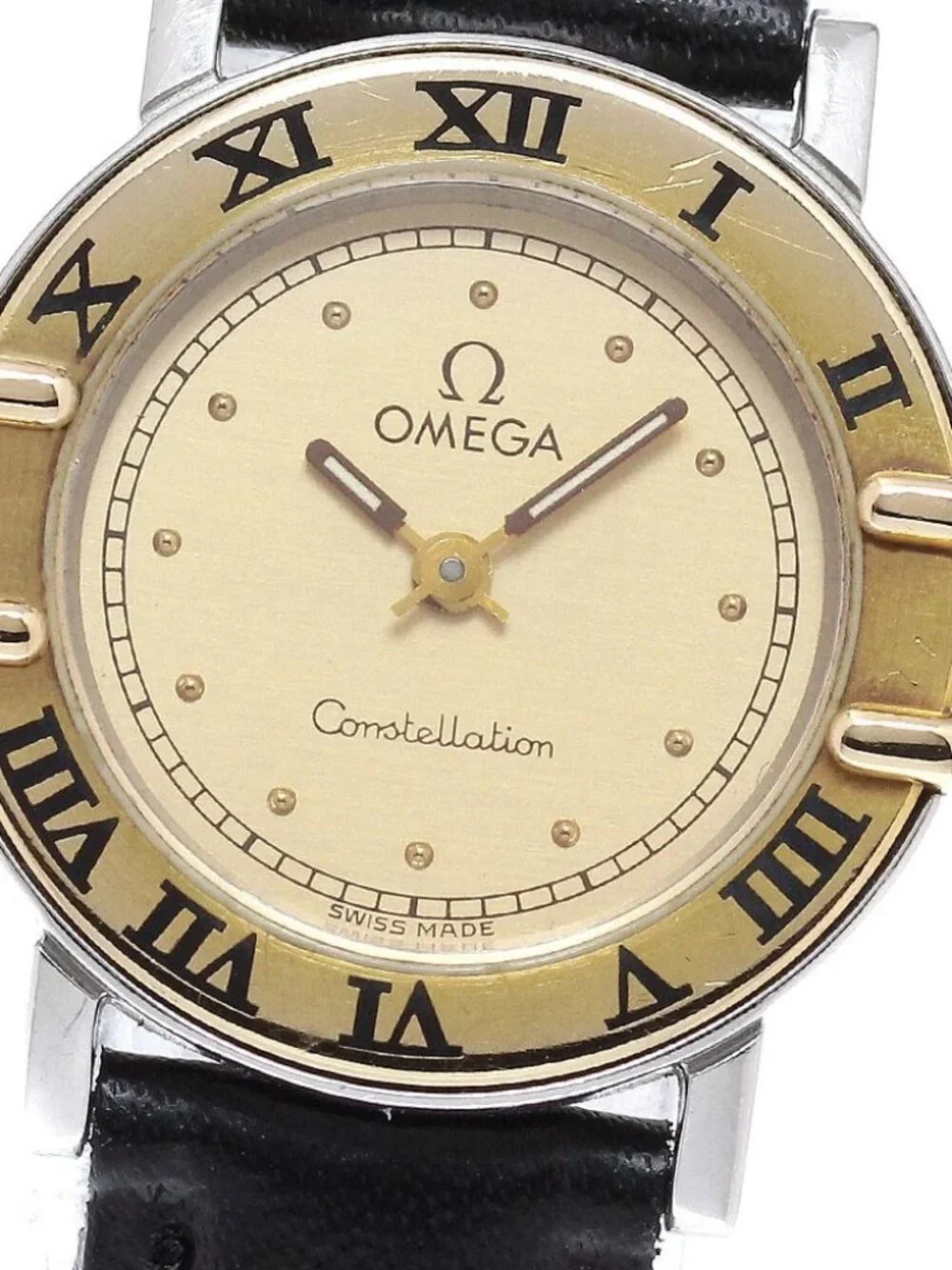 OMEGA Constellation YG bezel Gold Dial Quartz Ladies Watch_964934